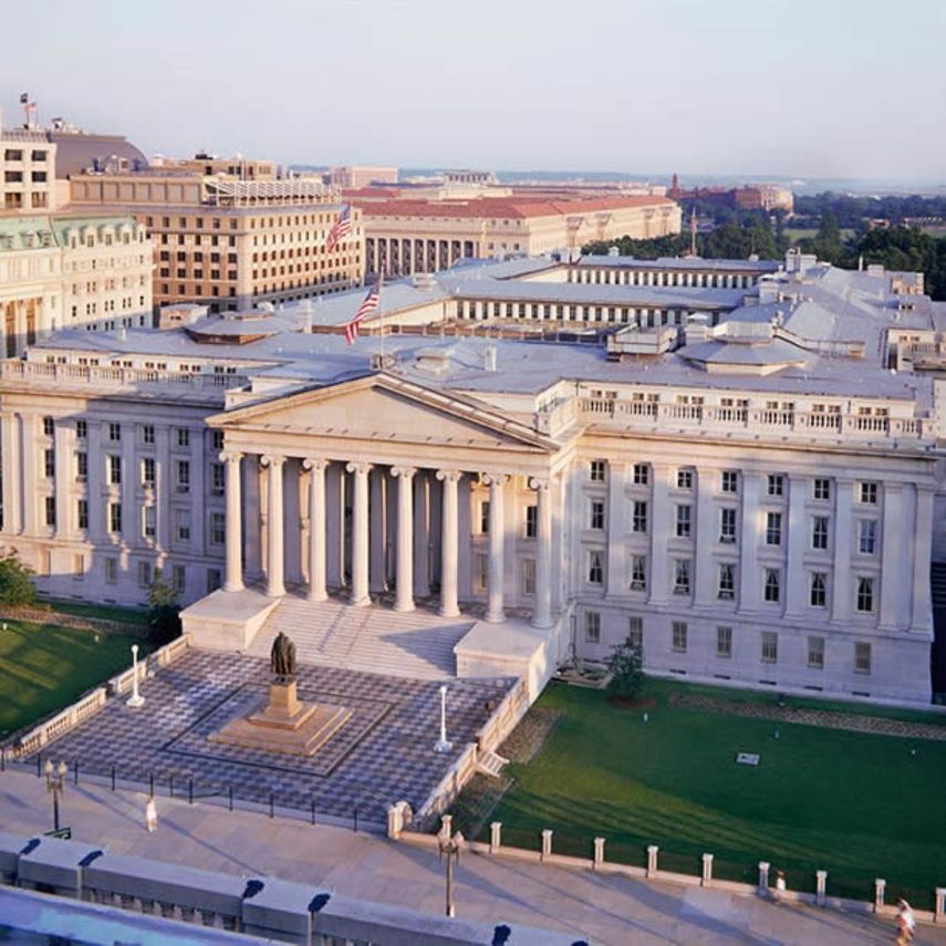 Vista del edificio del Departamento del Tesoro de Estados Unidos, en Washington.&nbsp;
