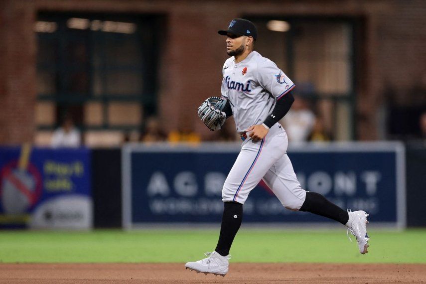 El cubano Víctor Mesa Jr., de los Marlins de Miami, durante un compromiso ante los Padres de San Diego, el 26 de mayo de 2025.