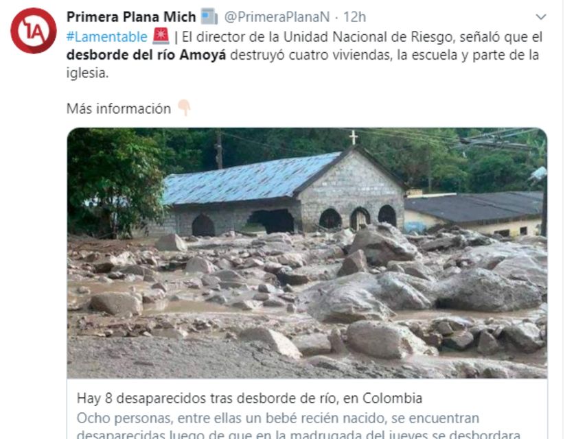 Captura de pantalla de la noticia difundida en la prensa local de Colombia.