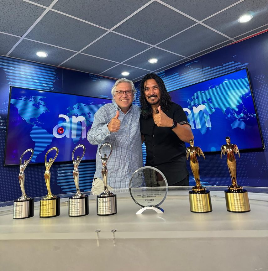 Miguel Cossío, gerente general de América TeVé, y Claudio Pereyra, productor y editor.&nbsp;