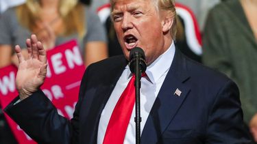 El presidente de Estados Unidos, Donald Trump, durante un mitin en el que llegó a proponer la instalación de paneles solares en el muro que quiere levantar en la frontera con México para que la energía producida ayude a financiarlo.