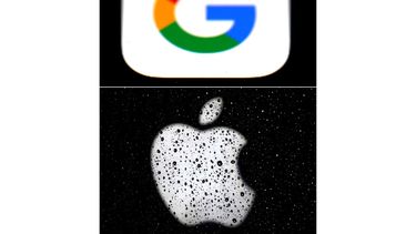 Fotos de los logotipos de Google y Apple.&nbsp;