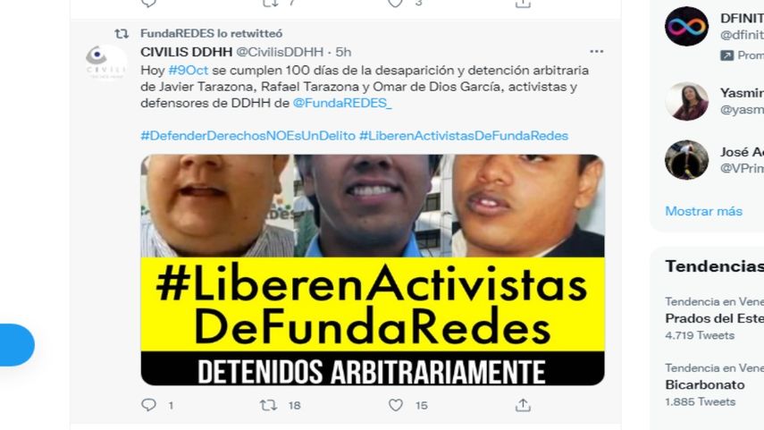 La ONG Fundaredes exige la liberación de sus activistas.