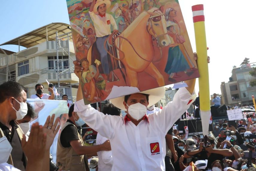 Pedro Castillo el 26ABR21 en Chiclayo, Perú.&nbsp;