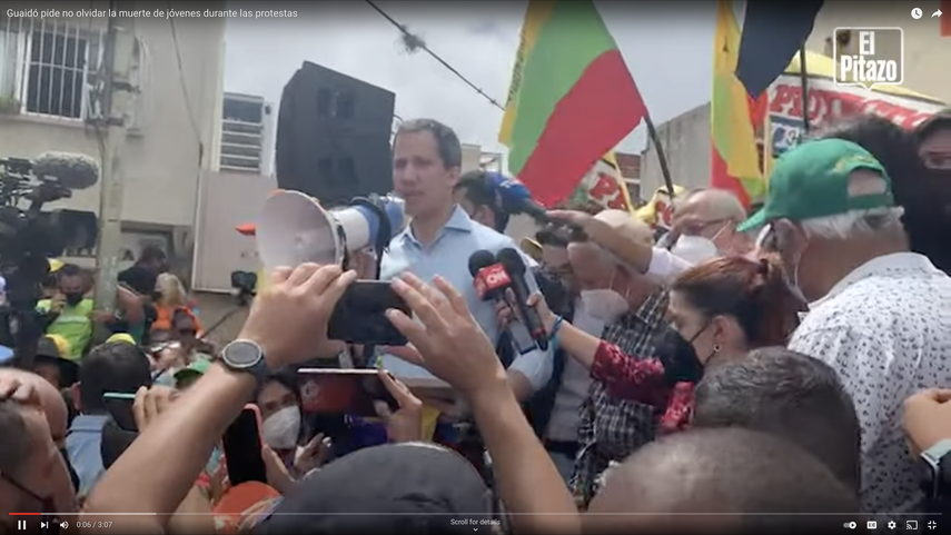 Captura de pantalla del video publicado en YouTube por El Pitazo, donde se muestra a Juan Guaidó mientras se dirige al pueblo el sábado 12 de febrero de 2022.&nbsp;