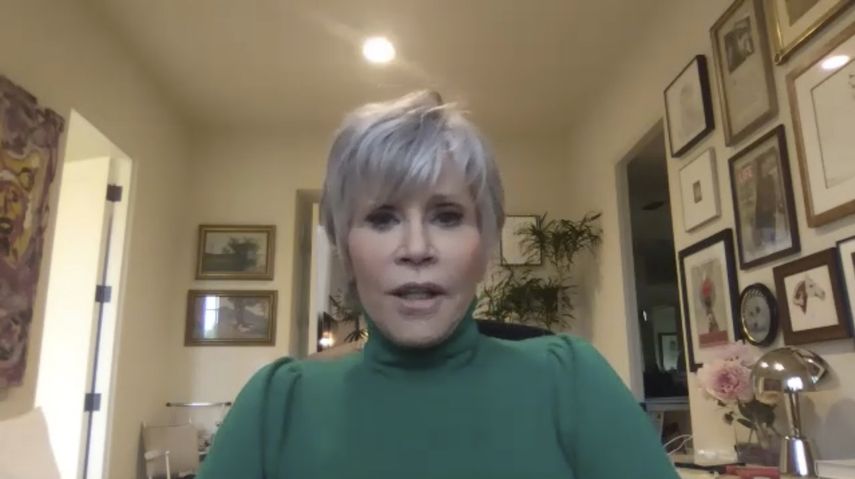 Jane Fonda desde Los Angeles durante una entrevista remota sobre la Georgia Campaign for Adolescent Power & Potential.&nbsp;