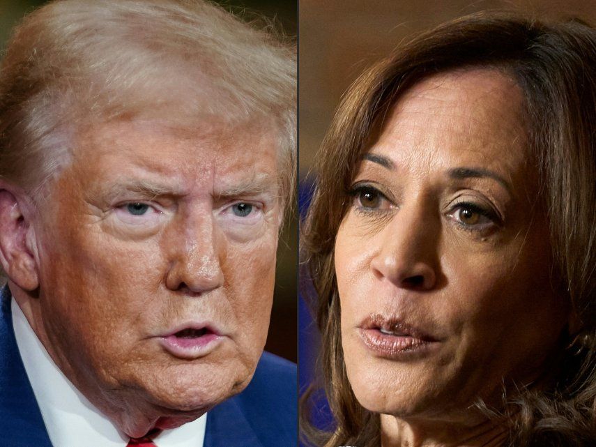 Foto montaje del expresidente Donald Trump y la vicepresidenta Kamala Harris.