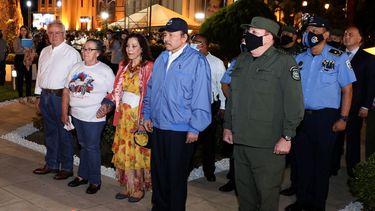 En el centro el dictador sandinista Daniel Ortega y Rosario Murillo.