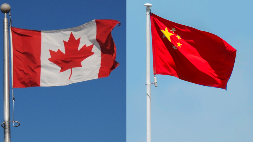 Banderas de Canadá y China.&nbsp;