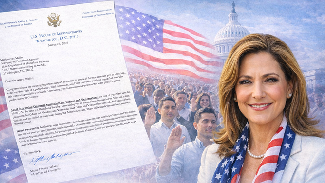 La solicitud de la congresista María Elvira Salazar fue dirigida directamente al secretario de Seguridad Nacional, Markwayne Mullin.