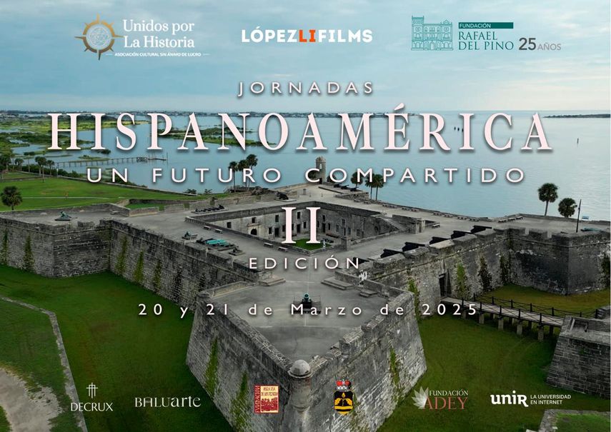 Flyer del evento Jornadas Hispanoamérica, un futuro compartido.