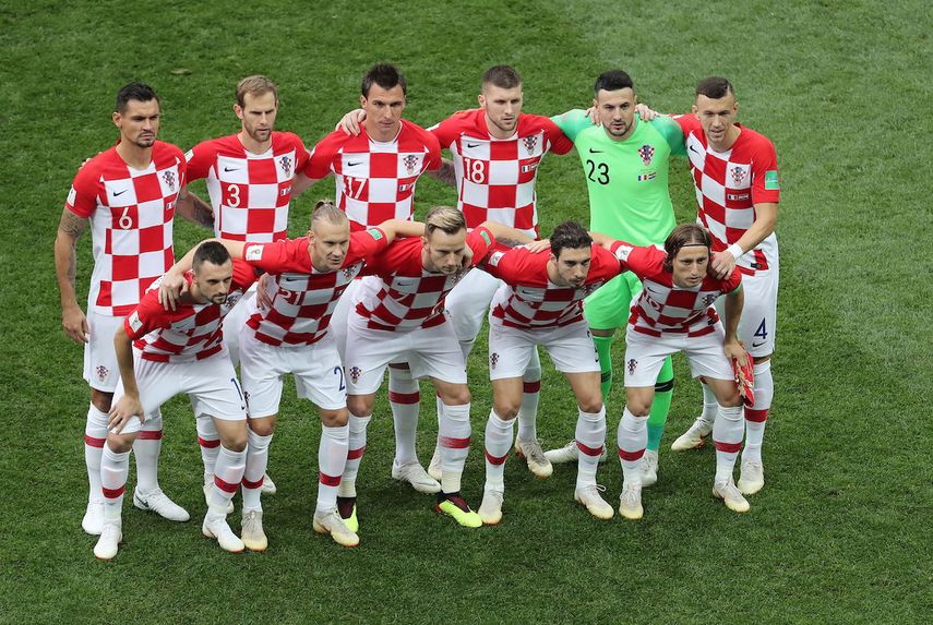 El equipo de Croacia antes de iniciar el juego final del mundial de Rusia 2018.&nbsp;