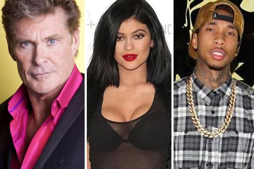David Hasselhoff, Kylie Jenner y el rapero Tyga. (INSTAGRAM)