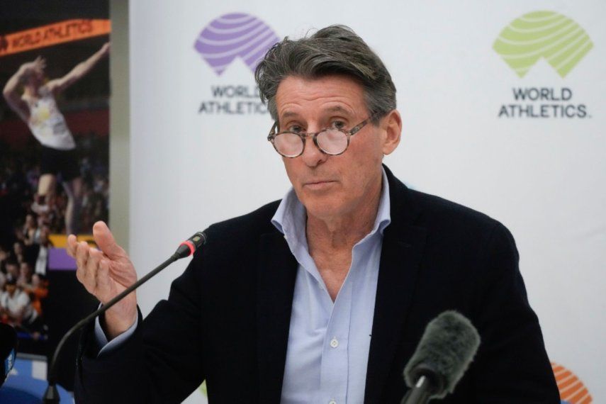 Sebastian Coe, el presidente de la federación internacional de atletismo, durante una rueda de prensa, el 30 de noviembre de 2022, en Roma.&nbsp;