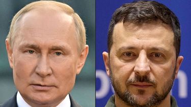 El presidente ruso, Vladímir Putin, y su homólogo ucraniano, Volodímir Zelenski. 
