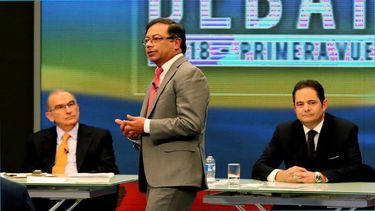 El candidato Gustavo Petro durante el debate presidencial&nbsp;