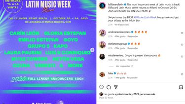 La Semana de la Música Latina de Billboard se celebrará del 20 al 24 de octubre.