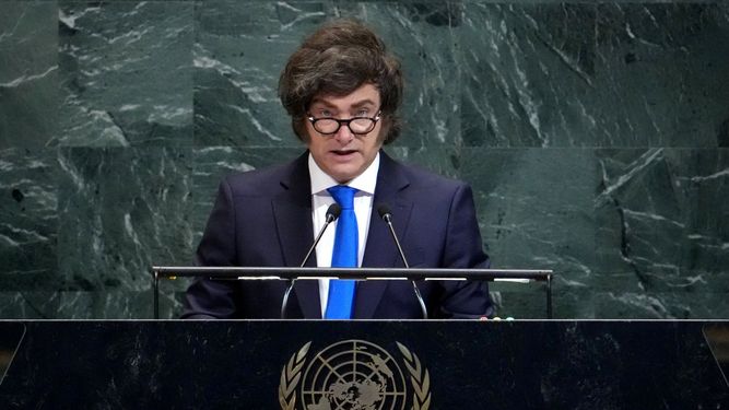 El presidente de Argentina Javier Milei habla ante el pleno de Naciones Unidas