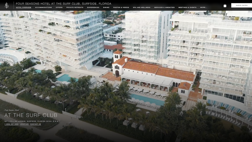 Captura de pantalla de la página web del Four Seasons Hotel at The Surf Club.&nbsp;