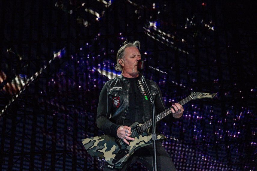 James Hetfield, de la banda estadounidense Metallica, en un concierto en Madrid el 3 de mayo en Valdebebas- IFEMA (Madrid).