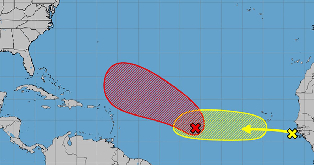Dos ondas tropicales avanzan por el Atlántico