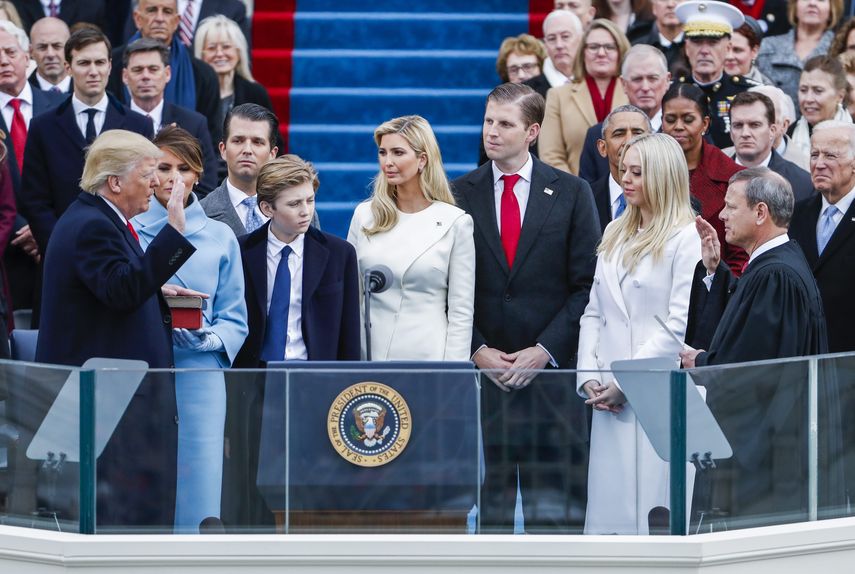 La familia presidencial durante la toma de posesión del Presidente de Estados Unidos, Donald Trump.