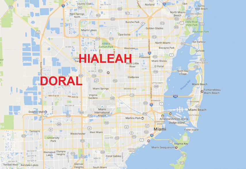 Doral y Hialeah forman parte del condado Miami-Dade.