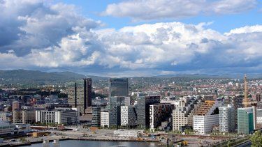 Vista panorámica de la ciudad de Oslo, Noruega.&nbsp;