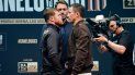 Canelo Alvarez y Gennady Golovkin posan durante la conferencia de prensa antes de la pelea  La trilogía  del sábado en Las Vegas el jueves 15 de septiembre del 2022. 