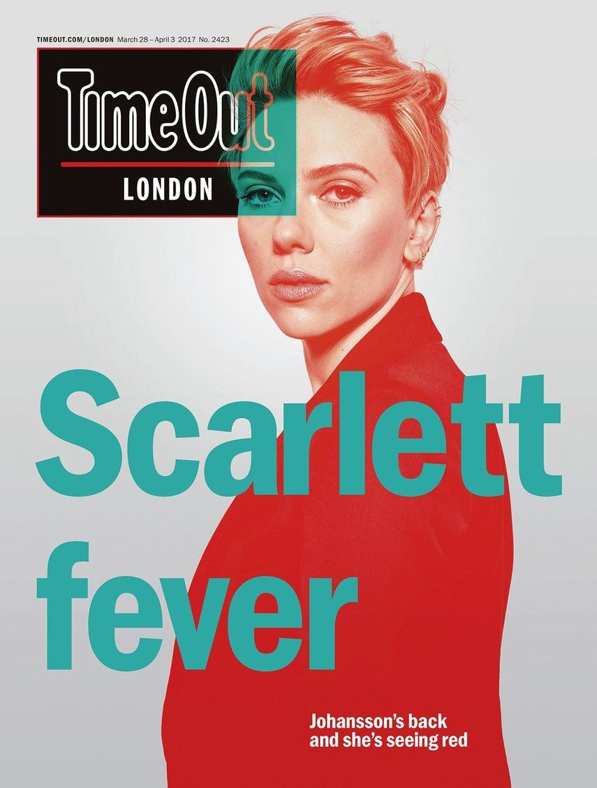 Scarlett Johansson en la portada de Time Out de marzo de 2017.&nbsp;