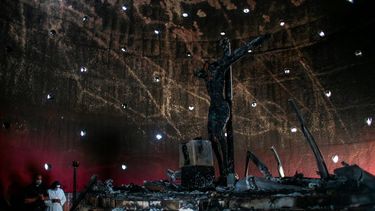 &nbsp;La imagen de la&nbsp;Sangre de Cristo y el Santísimo&nbsp;que resultó quemada tras el atentado a la Catedral de Managua.