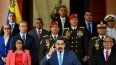 El dictador Nicolás Maduro junto a altos jefes militares durante una conferencia de prensa el pasado 12 de marzo. A la derecha Vladimir Padrino, otros de los más buscados por Estados Unidos por narcotráfico y terrorismo.&nbsp;