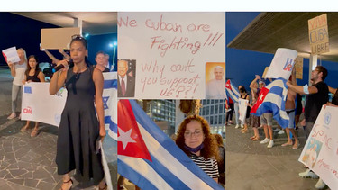 Cubanos piden libertad para la isla&nbsp;frente a embajada de EEUU en Israel.&nbsp;
