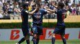 El mediocampista surcoreano del PSG, Kang-in Lee (izquierda), celebra junto con sus compañeros luego de anotar un gol en un partido del Mundial de Clubes, el 15 de junio de 2025.