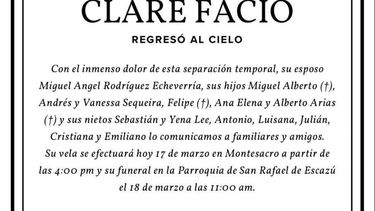 Los exjefes de Estado y de gobierno miembros del Grupo IDEA hacen llegar su palabra de solidaridad al querido presidente don Miguel Ángel Rodriguez Echeverría, cuya honorable esposa y exprimera dama de Costa Rica, doña María Lorena Clare Facio ha regresado a la Casa del Padre.