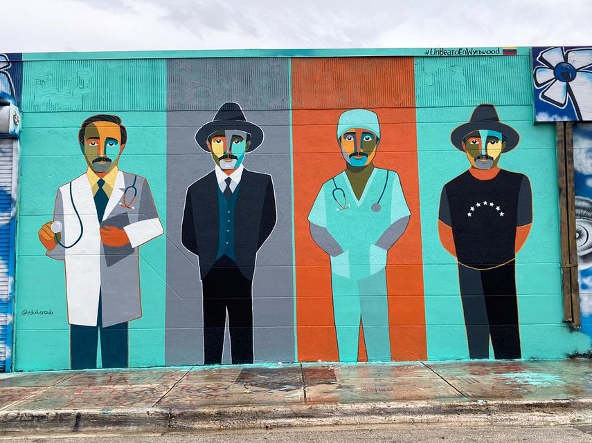 El mural Un beato en Wynwood en homenaje a el Dr. José Gregorio Hernández del artista Edo Sanabria. @edoilustrado