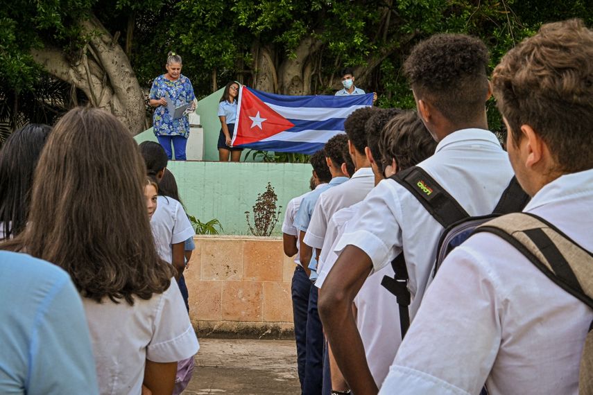 Alumnos en el Preuniversitario Saúl Delgado, en el barrio habanero de El Vedado.&nbsp;