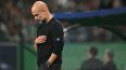 El español Pep Guardiola, director técnico del Manchester City, reacciona durante un juego de la Liga de Campeones, el 5 de noviembre de 2024.