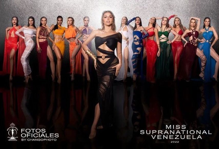 Valentina Sánchez Trivella y el grupo de candidatas del Miss Supranational Venezuela 2022