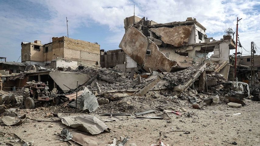 Edificios destruidos tras bombardeos en Siria.