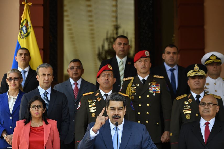 El gobernante venezolano Nicolás Maduro en una conferencia de prensa en el Palacio Presidencial de Miraflores en Caracas.