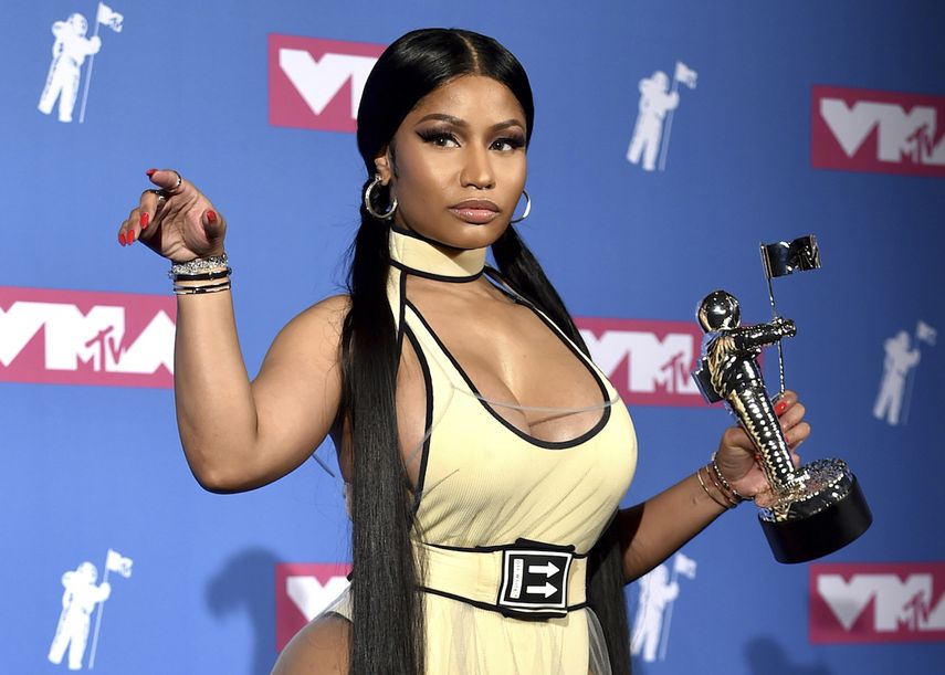 Nicki Minaj posa en la sala de prensa tras ganar el premio MTV al mejor video de hip hop, por Chun-Li, el 20 de agosto de 2018 en Nueva York.&nbsp;