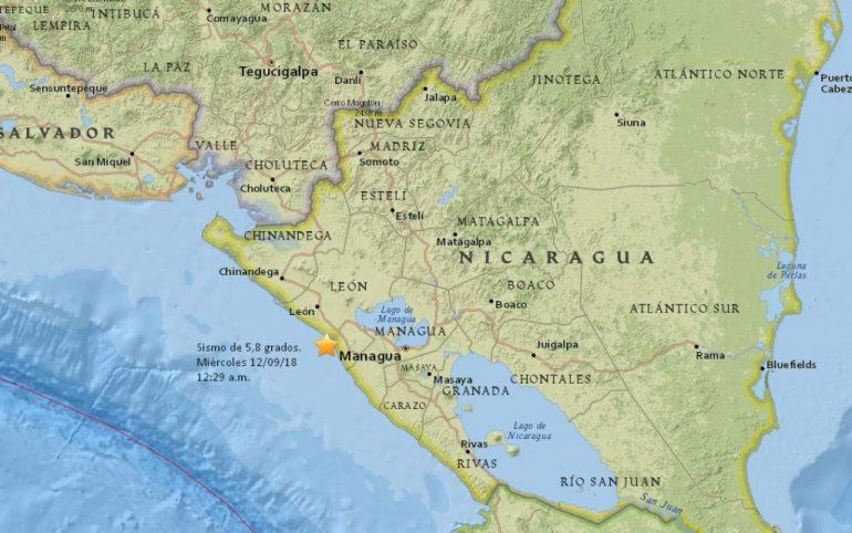 Un sismo de 5,9 grados sacude Nicaragua