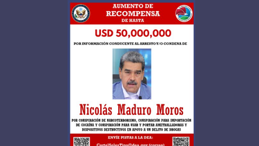 Recompensa de 50 millones de dólares por Nicolás Maduro. 