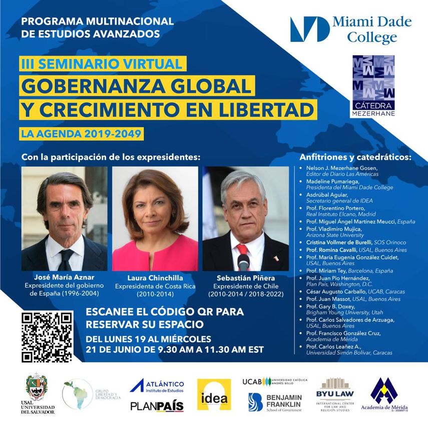 Imagen promocional del III Seminario Virtual Gobernanza global y crecimiento en libertad. La agenda 2019-2049.&nbsp;