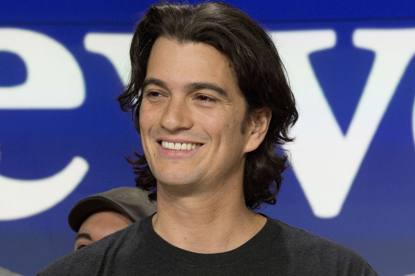 Adam Neumann, cofundador y CEO de WeWork, en la bolsa tecnol&oacute;gica Nasdaq, Nueva York.