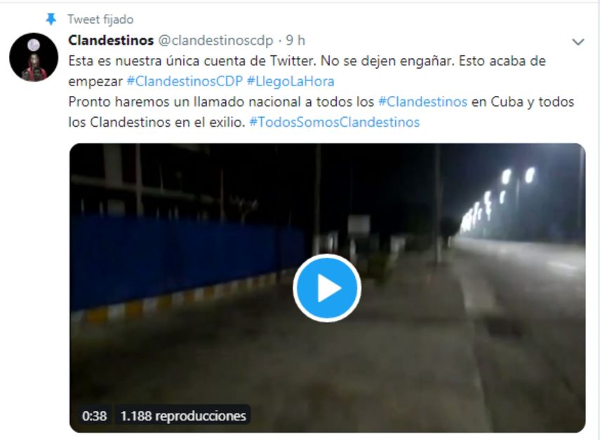 Captura del mensaje publicado en redes sociales por la agrupaci&oacute;n an&oacute;nima de Cuba, Clandestinos