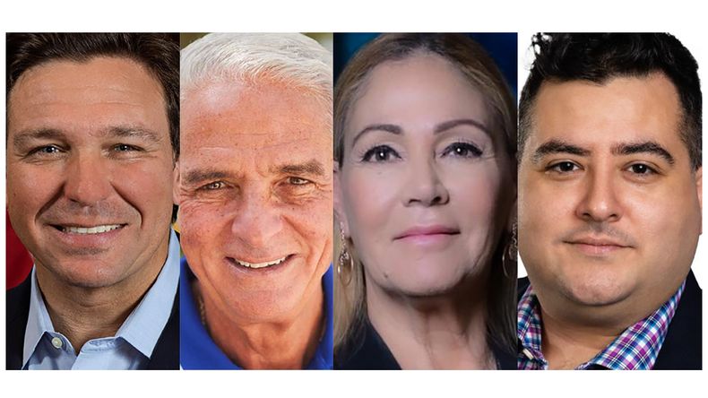 Ron DeSantis, Charlie Crist, Carmen Jackie Giménez y Hector Roos.