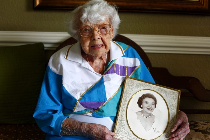 Rachel Wood con 104 años (CORTESÍA HIGHLANDS TODAY)