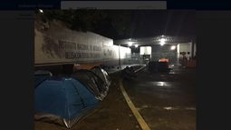 Varias carpas de migrantes de diferentes países son vistas en las inmediaciones de la delegación del Instituto Nacional de Migración en el estado mexicano de Chiapas.